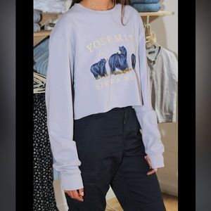 BRANDY MELVILLE cropped embroidery crewneck. Trendy & worn once. Yosemite bears